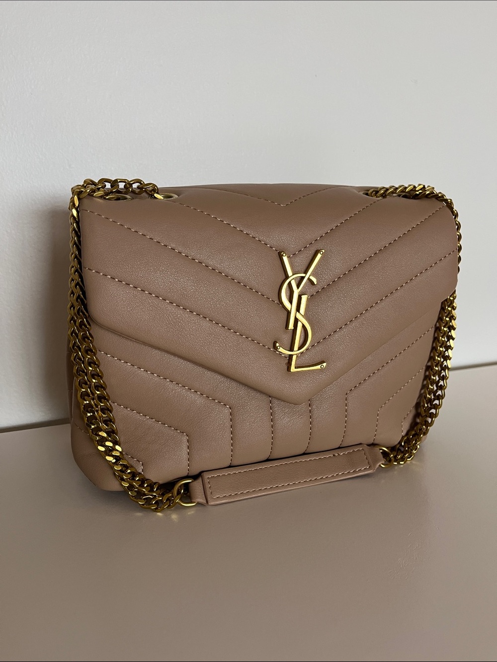 Saint Laurent Tan Quilted Leather Shoulder Bag